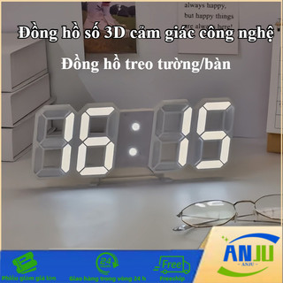Đồng hồ báo thức thông minh 3D LED Treo tường để bàn Phát sáng khắc rỗng Trang trí bàn