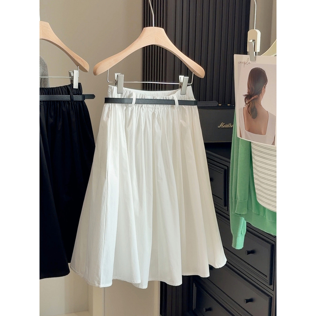 SUXI Váy chữ A preppy màu trơn nhẹ nhàng dành cho nữ mùa hè 260408