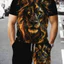 Tracksuit động vật sư tử 3D tay ngắn cổ tròn, phù hợp mùa hè cho nam và nữ