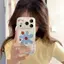 Hoa màu xanh vẽ ngắn cho 16 trường hợp iPhone 17Air Space Case 14/13/11Pro