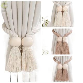 Dây buộc rèm ROLY, Dây buộc dây đàn hồi bằng gỗ nguyên khối, Chất lượng cao với nút thắt từ tính phong cách Boho Khóa rèm cửa sổ dệt tay Trang trí nhà cửa