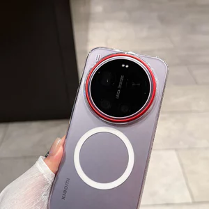 Dành Cho xiaomi 17Ultra Màu May Mắn Series Vòng Tròn Đỏ Trong Suốt Từ Tính Ốp Lưng Điện Thoại 17promax