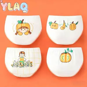 Quần lót bé gái Bunny & Pumpkin dễ thương, Quần lót mềm mại thoáng khí cho trẻ em, Mặc hàng ngày cho bé gái mới biết đi