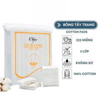 [Combo 5 Gói] Bông Tẩy Trang Cotton Pads 222 Miếng 3 Lớp Sợi Tự Nhiên, Mềm Mịn, Dày Dặn
