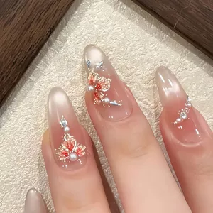 Phong Cách Trung Hoa Filigree Men Sơn Phong Cách Trung Hoa Phong Phú Nhẹ Nhàng Làm Trắng Da Sang Trọng Mắt Mèo Handmade Làm Móng Tay Handmade Đeo Móng Tay