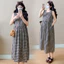 Váy bà bầu mùa hè Cotton nguyên chất kẻ sọc ngọt ngào