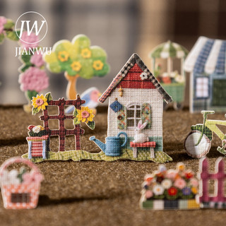 JIANWU Chắp Vá Town Series Vintage Life House Hoa Phong Cảnh Chất Liệu Cắt Dán Sáng Tạo DIY Tạp Chí Văn Phòng Phẩm