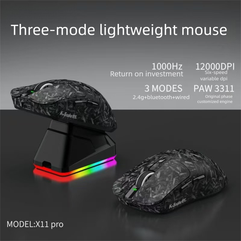 Chuột Bluetooth X11 Ba chế độ có đế sạc RGB