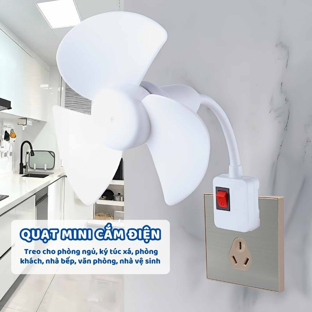 Quạt mini treo tường có đui gắn đèn E27, quạt mini gia dụng, hoạt động êm ái với lưu lượng gió mạnh, an toàn và bền bỉ.