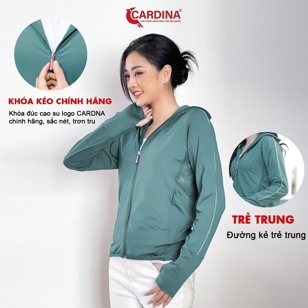 Áo Chống Nắng Nữ 𝐂𝐀𝐑𝐃𝐈𝐍𝐀 2 Lớp Chất Thun Lạnh Nhật Cao Cấp Viền Thể Thao Chống Tia UV 2NF02