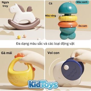 Bộ gặm nướu 10 món KidToys – đồ chơi lục lạc có hộp vali cho bé