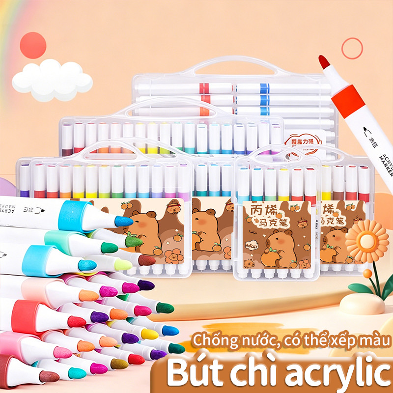 Hộp bút acrylic marker 60 màu – Bộ vẽ tranh toàn diện, phù hợp sáng tác trên mọi bề mặt.