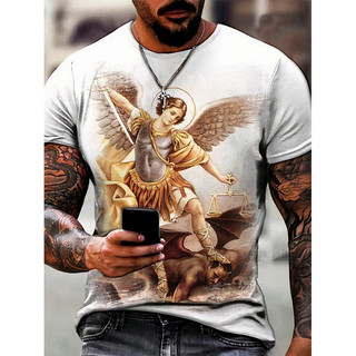 Áo thun nam Kitô giáo Chúa Giêsu Cross 3D In hình mùa hè Cổ chữ O ngắn tay Áo thun ngoại cỡ Tee Harajuku Áo Unisex Quần áo
