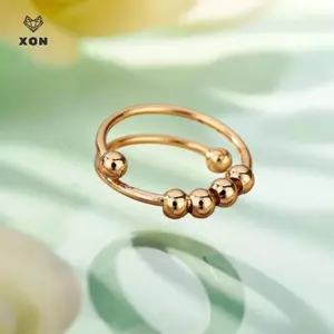 Quả Bóng Lo Âu Hạt Nhẫn Nữ Mở Spinner Có Thể Điều Chỉnh Nhẫn Ngón Tay Bằng Thép Không Gỉ Xoay Tự Do Chống Căng Thẳng Món Quà Trang Sức [Mina]