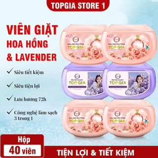 Viên giặt xả TopGia, hương hoa hồng và lavender, giặt sạch, tiết kiệm,an toàn cho bé Topgia Store1