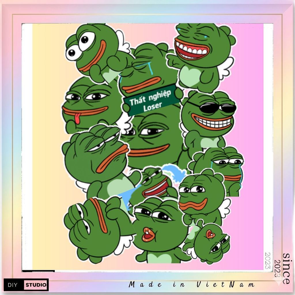 100 Hình Dán Ếch Xanh Sad Frog PEPE  Dán Nón Bảo Hiểm Chống Nước