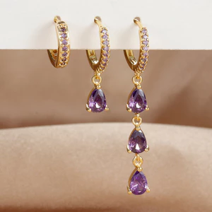 Bông tai zircon hình giọt nước thời trang