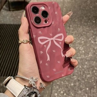 Dành Cho IPhone 17 16 15 14 13 12 11 Pro Max X XR XS Max 7 8 Plus Màu hồng lớn Bowknot xếp li trường hợp