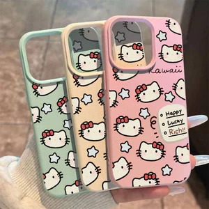 Ốp bảo vệ điện thoại họa tiết da Hello Cat Luck cho iPhone 7/8/Plus/X/XS/11/12/13/14/15/16/17/Pro/Max/Air