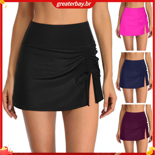 Bơi Skort Poolside Thời Trang Bikini Quần Short Cao Cấp Ruched Bên Khe Bikini Đáy Váy Cho Nữ Nhanh Khô Thể Thao Yoga Đồ Bơi Phong Cách Đông Nam Á