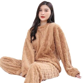 Bộ Đồ Ngủ Chất Nỉ Dày Dặn Màu Sắc Đơn Giản Giữ Ấm Mùa Đông Thời Trang Cho Cặp ✨Bubblu16.vn✨