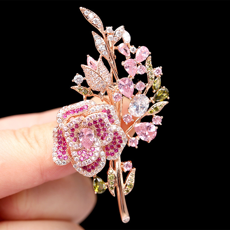 Trâm cài Zircon hoa đầy màu sắc thanh lịch dành cho nữ