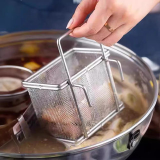 Thép không gỉ 304 Nồi Nóng Lò Xo Đầu Lợn Người Hâm Mộ Não Hoa Thoát Nước Lọc Lưới Có Sàng Móc Câu Cá Mì Nấu Phễu