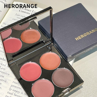 HERORANGE Phấn má hồng Bảng má hồng bốn màu Phấn mắt môi má đa năng Kem phấn mắt son môi