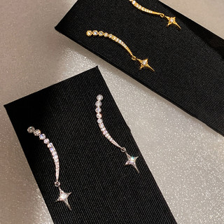 Bông tai bạc 925 kim zircon ngôi sao mặt dây chuyền phong cách Hàn Quốc đơn giản sang trọng