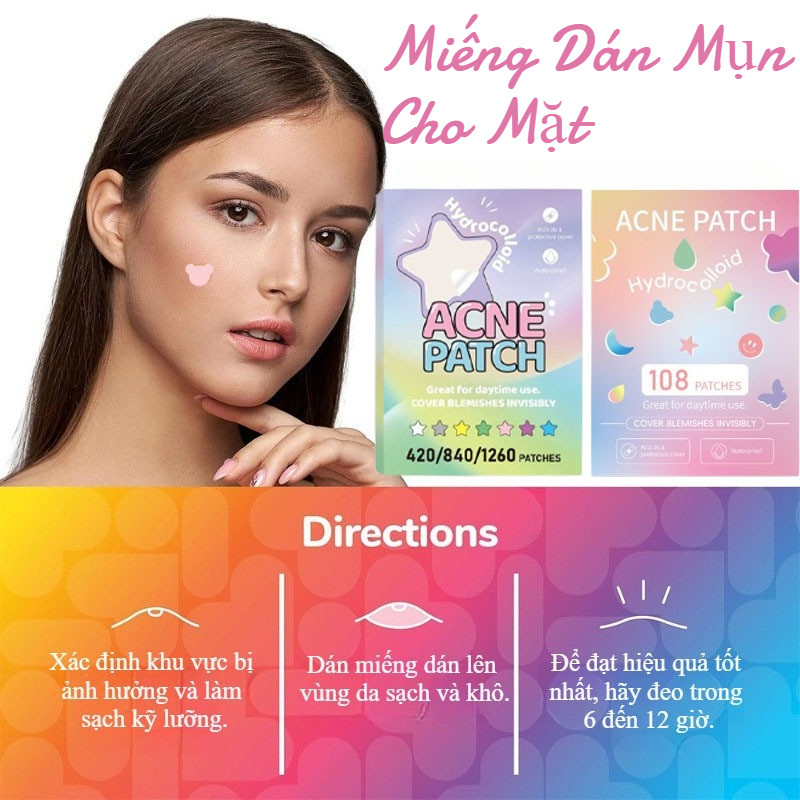 Miếng Dán Mụn Cho Mặt,108/200/420pcs,Cải Thiện Mụn Trứng Cá Và Bảo Vệ Da Tốt Hơn,phù Hợp Với Tất Cả Các Loại Da