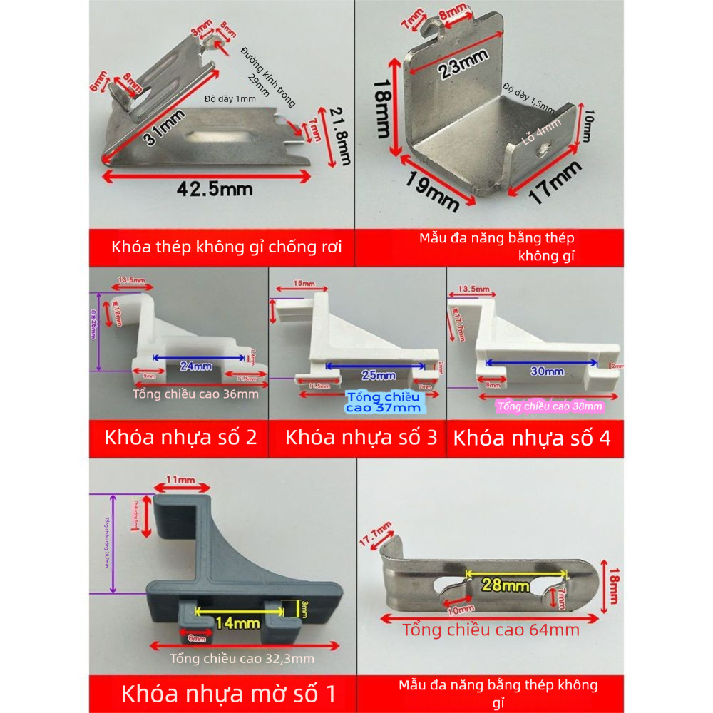 Thép không gỉ Cố Định Tủ Lạnh Khóa Hỗ Trợ Nhôm Kẹp Lớp Nhựa Mặt Dây Chuyền Hiển Thị Tủ Lạnh Móc CLLK