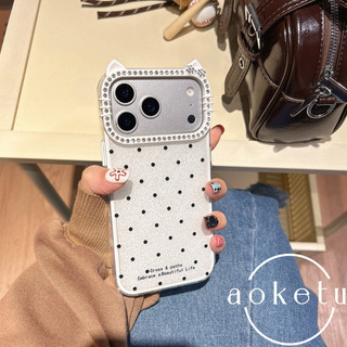 Tối Giản Sóng Lấp Lánh Bột Sang Trọng Tai Mèo Nước Kim Cương 2 Trong 1 Ốp Lưng 17 Thích Hợp Cho iPhone 17 Pro Max Apple 17 Pro Túi Khí Chống Rơi Vỏ Điện Thoại Vỏ Bảo Vệ