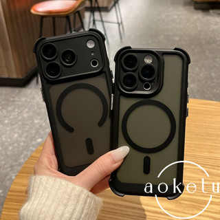 Ốp điện thoại từ tính túi khí bốn góc sang trọng thích hợp cho iPhone 14 15 16 17 Pro Max màu cam mờ bao gồm tất cả vỏ điện thoại chống rơi