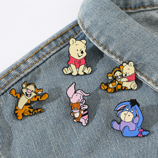 5 Cái / bộ‌ Dễ Thương Winnie the Pooh Hợp Kim Nhỏ Giọt Dầu Thổ Cẩm Tigger Piglet Pin Huy Hiệu‌ Pin trang trí