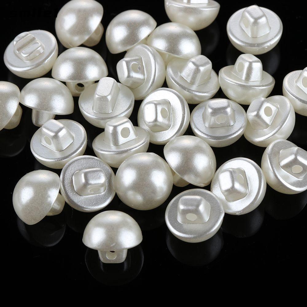 NHỎ 50 Chiếc Nút Ngọc Trai Thủ Công DIY May Trang Trí 10 Mm Thêu Sò