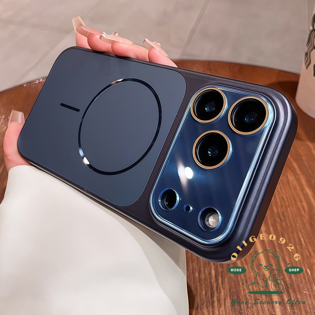 【 Ốp lưng iPhone17 】 Vỏ điện thoại từ tính laser lỏng màu cam iphone17 Pro Max 16 15 14 13 cho vỏ iPhone Vỏ mềm silicon TPU chống sốc