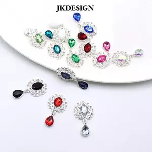 JKDESIGN - 10 Chiếc Giọt Nước Hợp Kim và Pha Lê giả, phù hợp cho Trang Sức Cưới và DIY