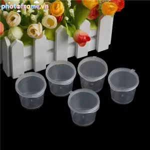 Khung ảnh 100 Chiếc Cốc đựng nước sốt dùng một lần bằng nhựa nhỏ Bảo quản thực phẩm Hộp & Nắp đậy trong suốt VN