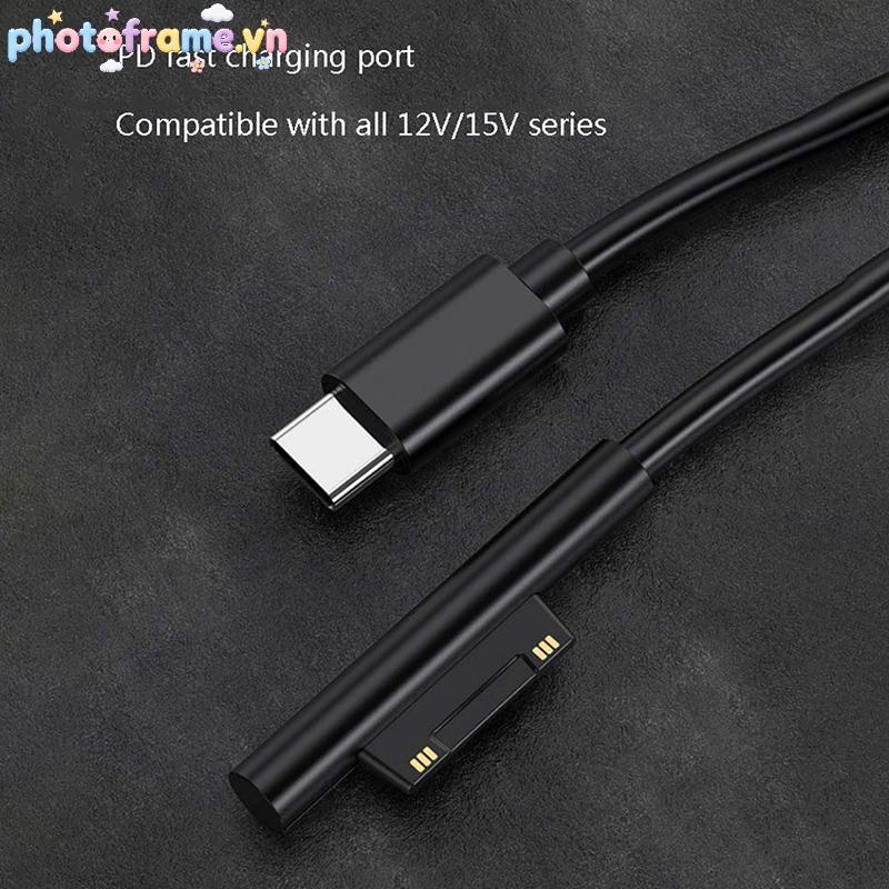 Khung Ảnh Mới Sạc Nhanh USB Type-C Nguồn Điện Cho Microsoft Surface Pro 7 3 4 5 6 15V 3A PD Máy Tính Bảng Sạc Dây Cáp VN