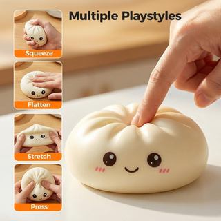 Bánh bao Squishies Bóng căng thẳng Bánh bao Squishy Bóp Đồ chơi phản hồi chậm TPR Fidget Ball với Hộp hấp để chơi trên bàn Quà tặng và vui nhộn hàng ngày