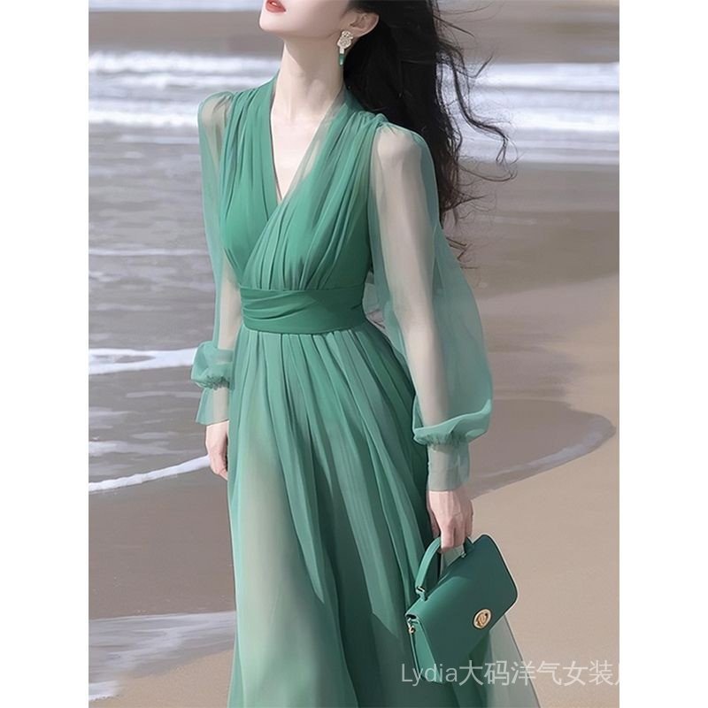 Váy voan dài đi biển mùa hè - Cỡ lớn, sale 10%