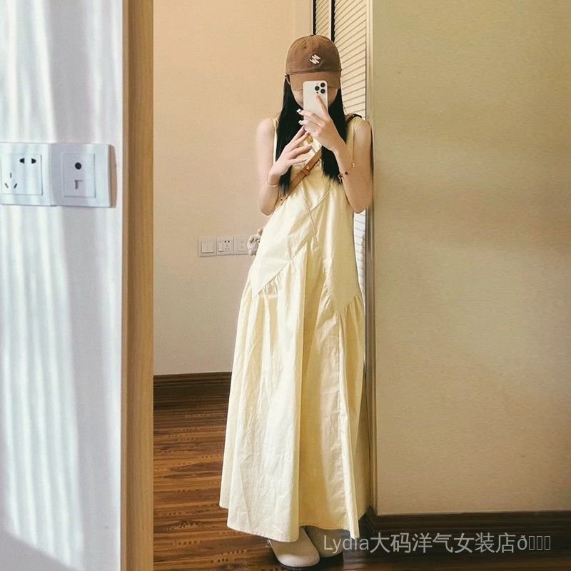 [Giảm giá 10% trong thời gian có hạn] Seckill 26 Phong cách mới Kích thước lớn Thời trang Quần áo nữ chất lượng cao Tính khí Áo Vest không tay Màu vàng nhạt Quần áo nữ mùa hè Dopamine Giảm tuổi ngọt ngào Chữ a