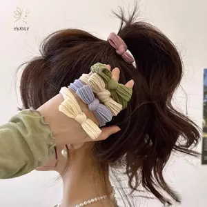 Dây buộc tóc nơ đơn giản co giãn nhiều màu sắc dành cho bé gái, phụ kiện tóc thời trang dễ thương.
