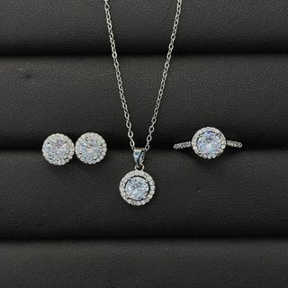 Sét dây chuyền bông tai và nhẫn chất liệu titan bền màu, sét đi tiệc cho nữ sang chảnh