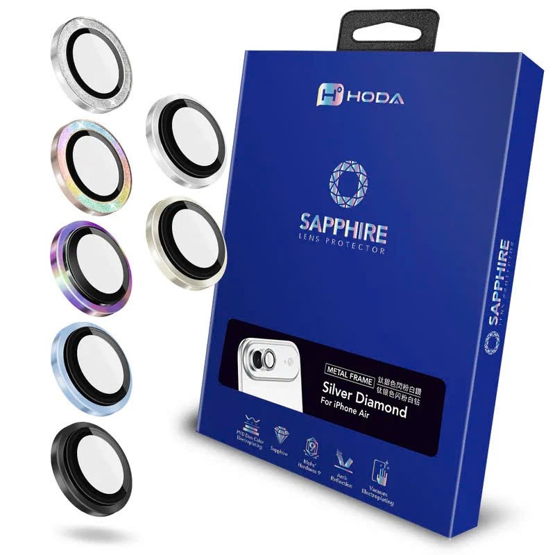 [Chính Hãng] Cường Lực 2 Mắt Camera Hoda Sapphire iPhone 17/16/15 Plus - Kính Mohs 9 Chống Xước, Viền Titanium