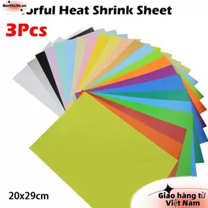 NORDICLIFE 3 Tấm co nhiệt đầy màu sắc, Phim co nhiệt 20x29cm DIY, Giấy phim nghệ thuật thu nhỏ mờ thời trang để làm đồ thủ công Trang trí tiệc