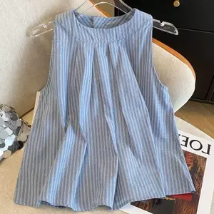 Áo vest dáng rộng sọc phong cách Hàn Quốc, phù hợp mùa hè