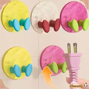 Móc lưu trữ tường 1 / 4 CHIẾC, Dụng cụ cố định lưu trữ phích cắm tự dính không đục lỗ, Giá đỡ phích cắm điện đa năng hoạt hình để lưu trữ phòng tắm nhà bếp