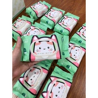 [Thùng 32 GÓI] Khăn Giấy Ướt Hình Mèo Phú Đạt Cho Bé 120 Tờ/Gói Không Mùi Mềm Mịn Tiện Lợi