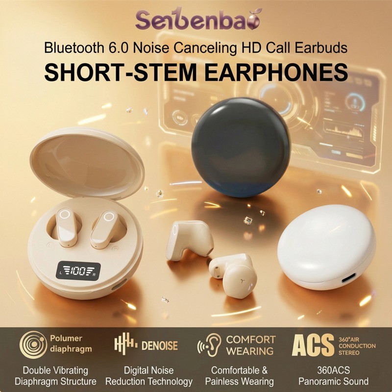 Tai nghe Senbenbao B36 Tai nghe khử tiếng ồn Bluetooth 6.0 LED công suất thấp Màn hình thông minh Tai nghe thân ngắn có Mic